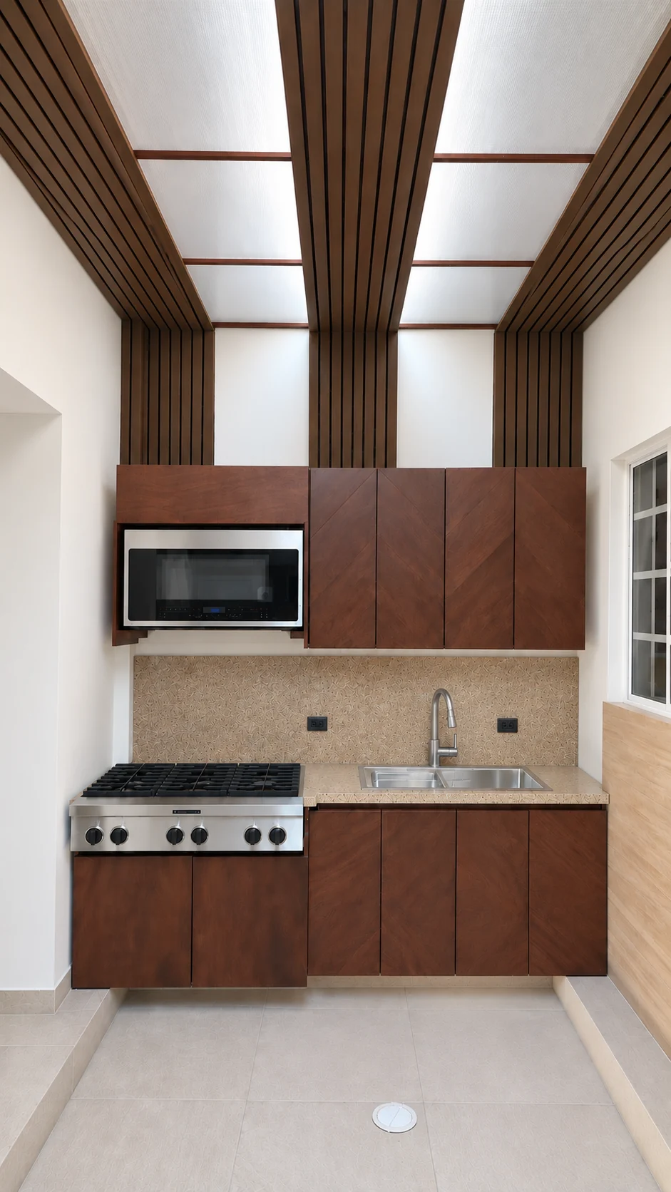 Cocina integral comunitaria real de 26 INN con estufa, microondas y tarja